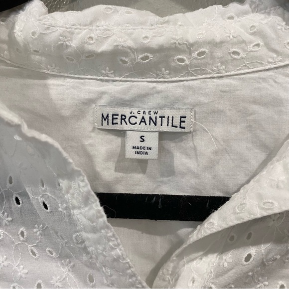 J. Crew Mercantile Eyelet Collared Short Sleeve Dress White Small - Picture 4 of 11